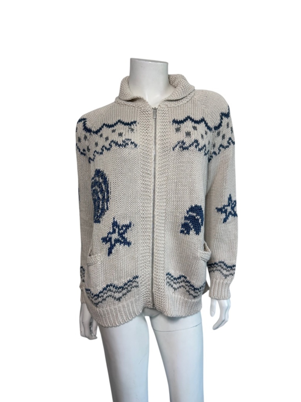 NWOT BERNADETTE Cardigan Archibald in Ivory/Navy Size XS
